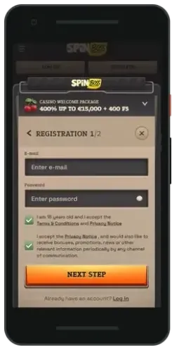 Lobby mobile de SpinBoss